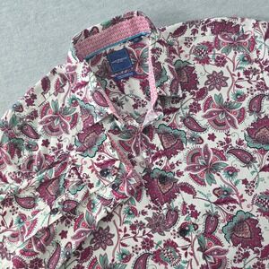 Nick Graham Mens Stretch Modern Fit Floral Paisley Button Down Shirt Medium Pink